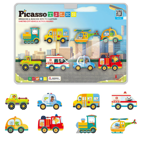 PicassoTiles monster-truck magnetized for dynamic city play and imaginative storytelling.