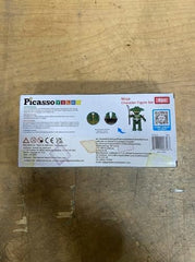 PicassoTiles Ninja action characters with magnetic tiles on a playmat
