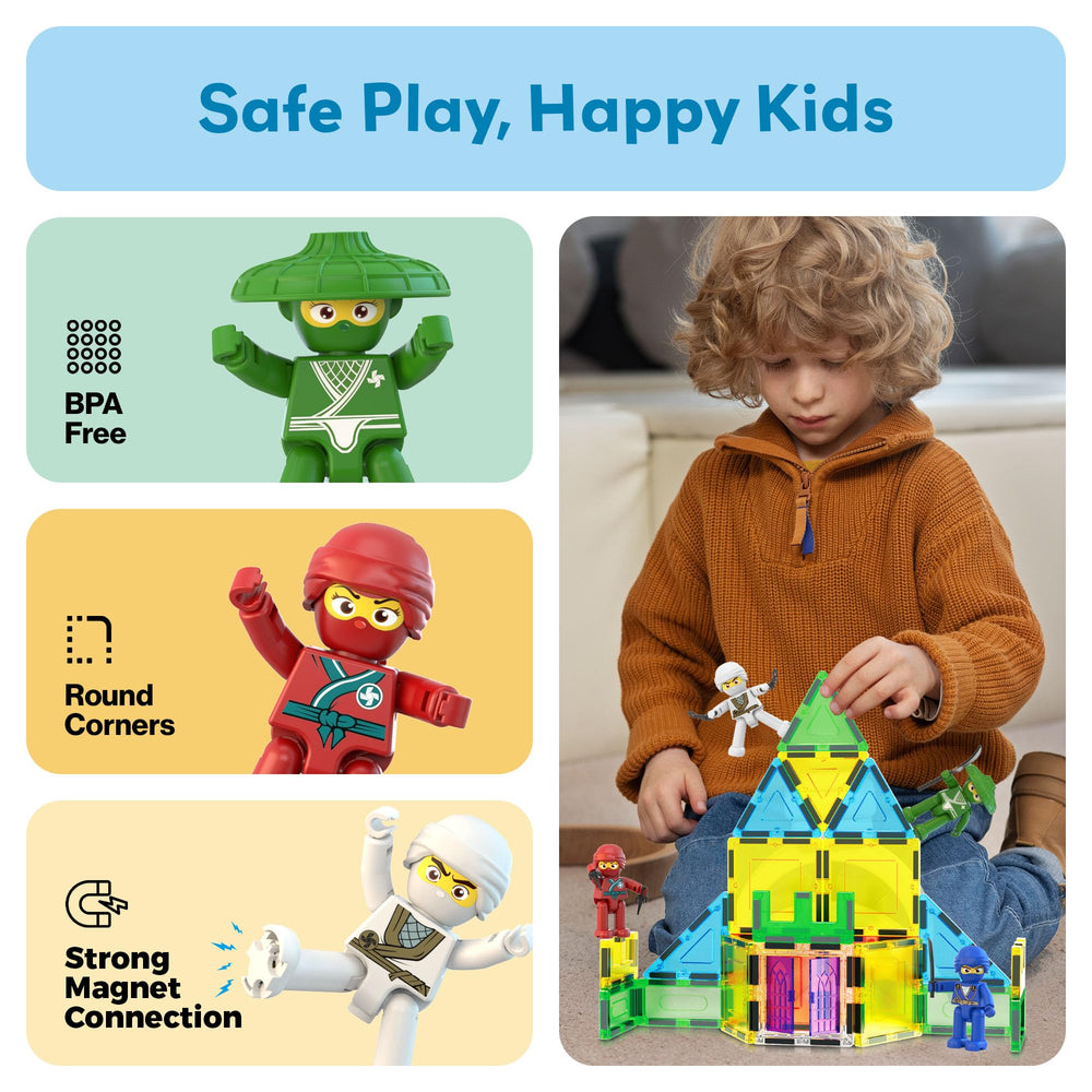 PicassoTiles Ninja action characters storage solution keeps play areas tidy