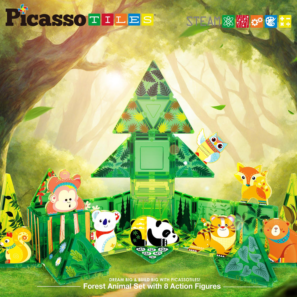 PicassoTiles owl figure fosters night-time storytelling and exploration.