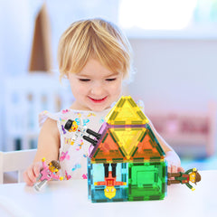 PicassoTiles policewoman figure supports role-play and early color recognition during building.