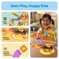 PicassoTiles portable travel-friendly set fits small spaces for car rides and classrooms.
