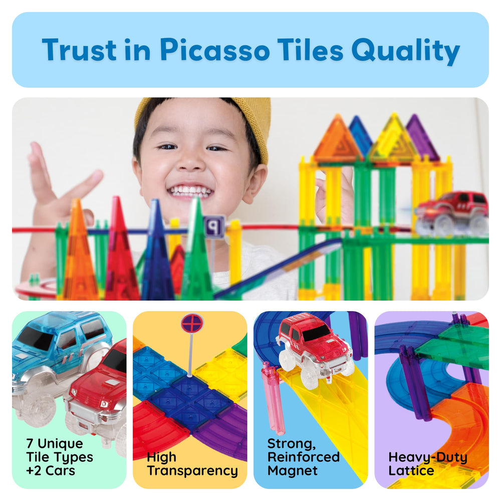 PicassoTiles PTR100 6 ramps enable vertical transitions on tracks.