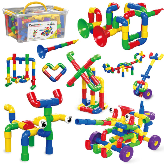 PicassoTiles PTT136 tubular pipes for open-ended construction and creative play