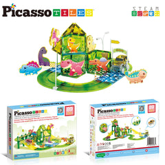 PicassoTiles racecar set with two cars speeds imaginative racing play.