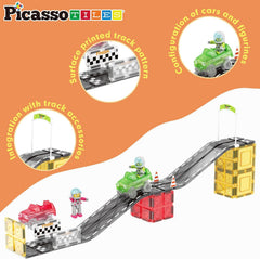 PicassoTiles racing cars engage kids in dynamic pretend play.
