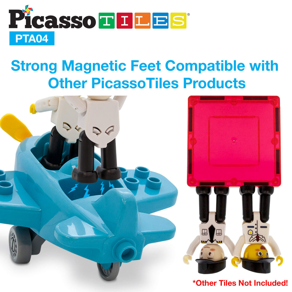 PicassoTiles rotating joints figure supports flexible posing.