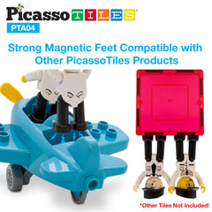 PicassoTiles rotating joints figure supports flexible posing.