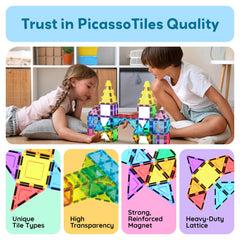 PicassoTiles sensory STEM toy boosts fine motor skills and imaginative building.