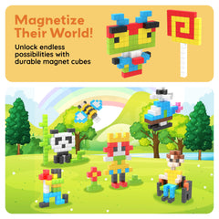PicassoTiles stacking magnets foster open-ended play and experimentation.