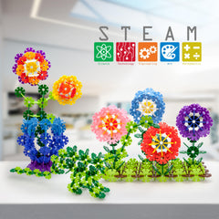 PicassoTiles white STEM tiles aid fine motor skills during building.