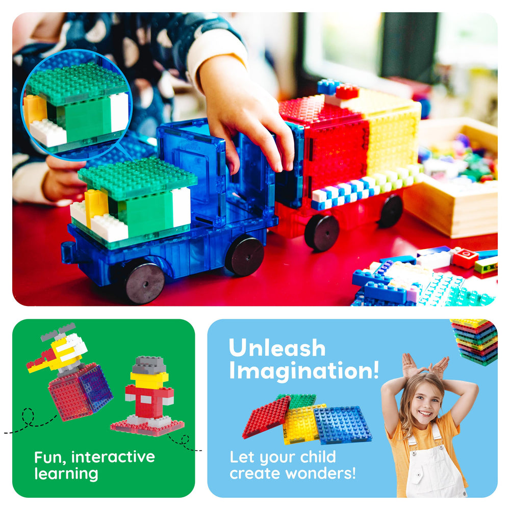 PicassoTiles magnets provide strong pull for tall, stable structures.