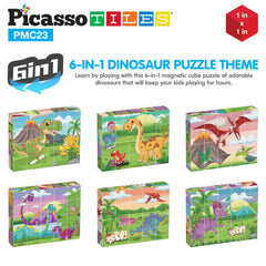 PicassoTiles toddler educational play with dinosaur cubes