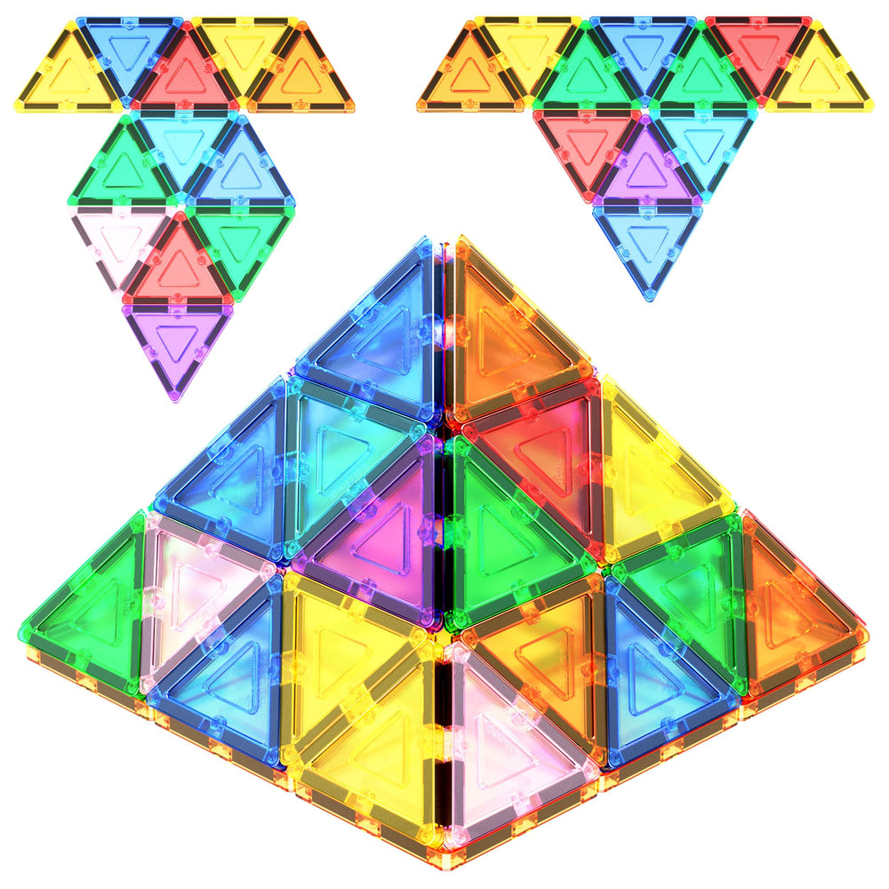 PicassoTiles triangle magnet tiles enable geometric exploration and hands-on construction for curious kids