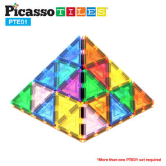 PicassoTiles triangle tiles showcase compatibility with other sets to expand STEM play