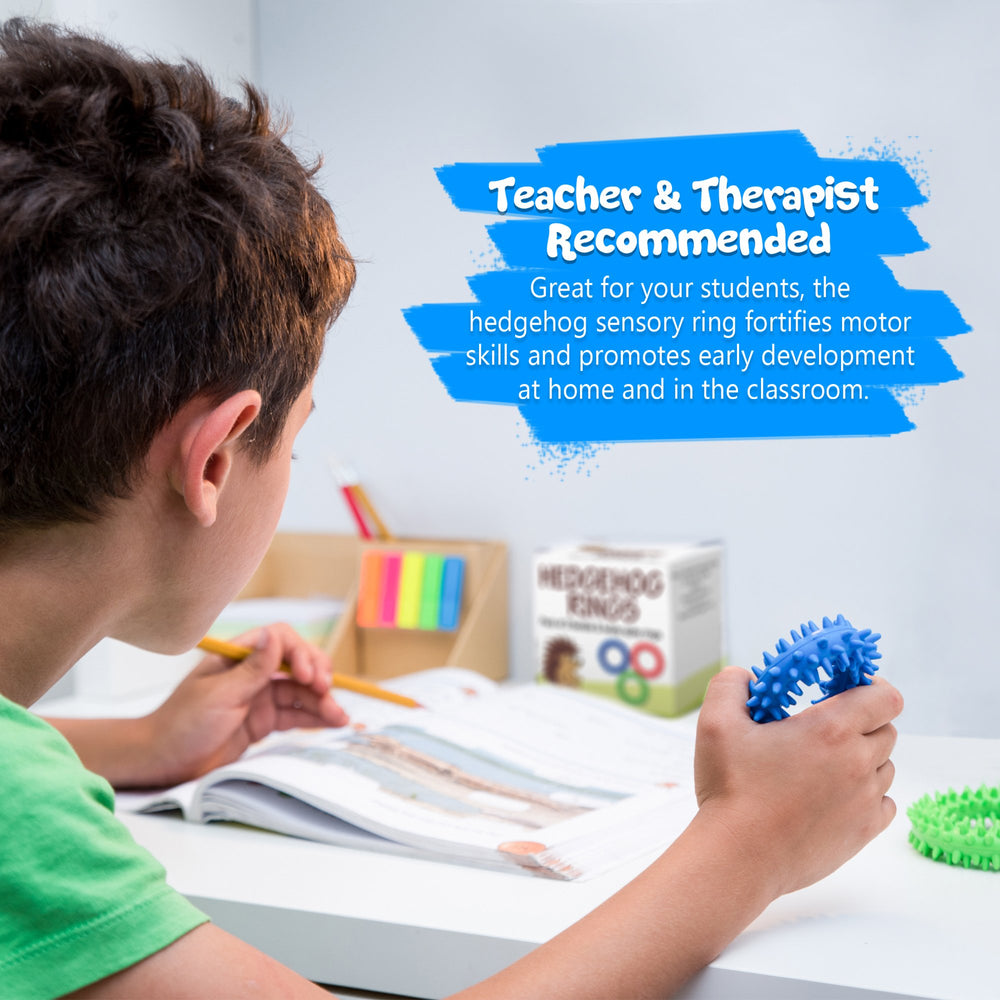 PICK A TOY Hedgehog Rings bracelet shown in classroom prize setup.
