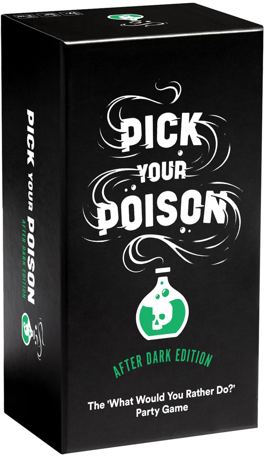 Pick Your Poison After Dark box front, bold party-night design for gatherings.