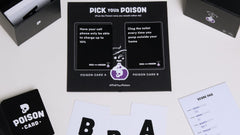 Pick Your Poison table play scene, friends debating tricky choices.