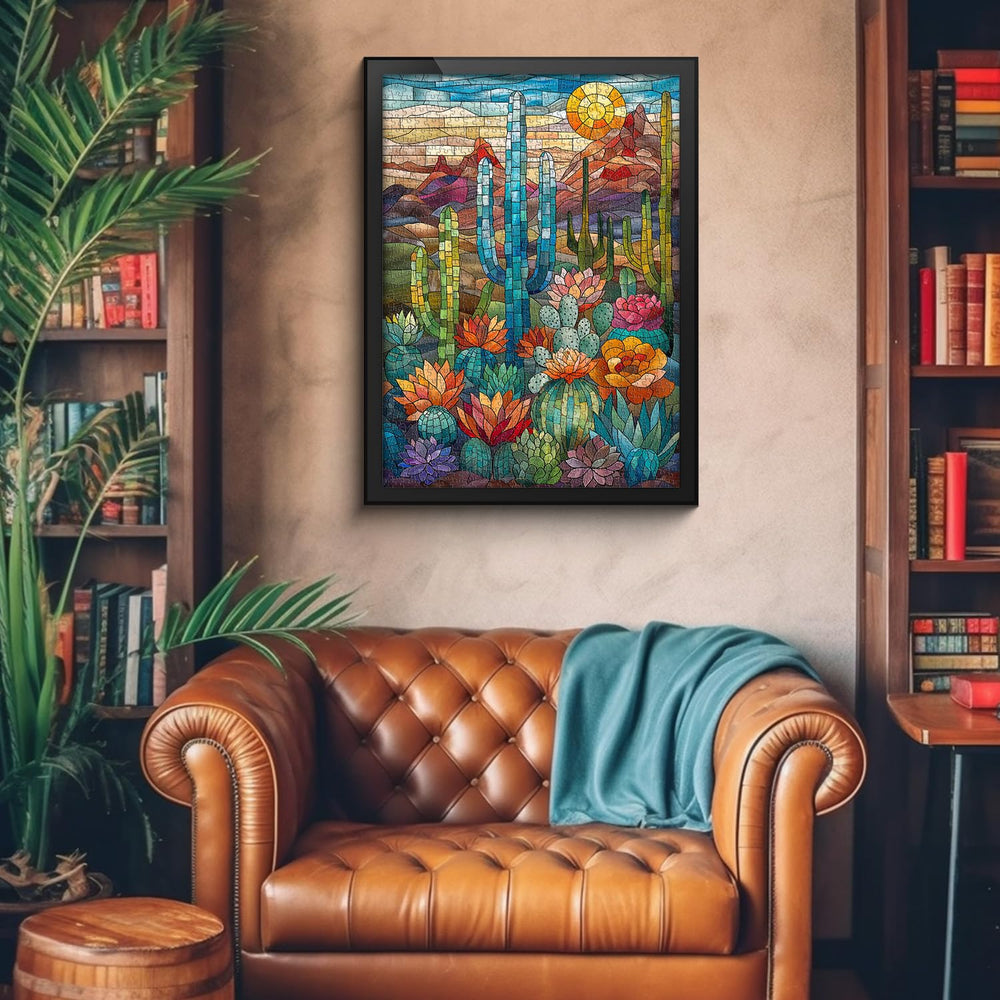 PICKFORU colorful succulent cactus puzzle design for vibrant decor