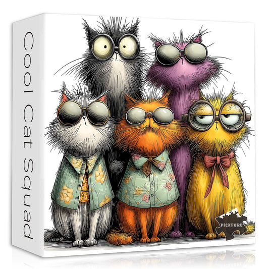 PICKFORU cat puzzle 1000-piece box view for collaborative puzzle sessions