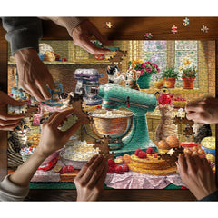 PICKFORU cat puzzle colorful wall decor; finished art brightens any room.