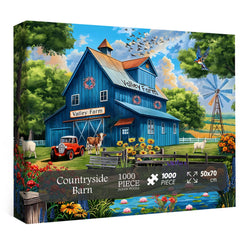 PICKFORU Farm Puzzle 1000 pieces with tranquil barn and fields for mindful focus.