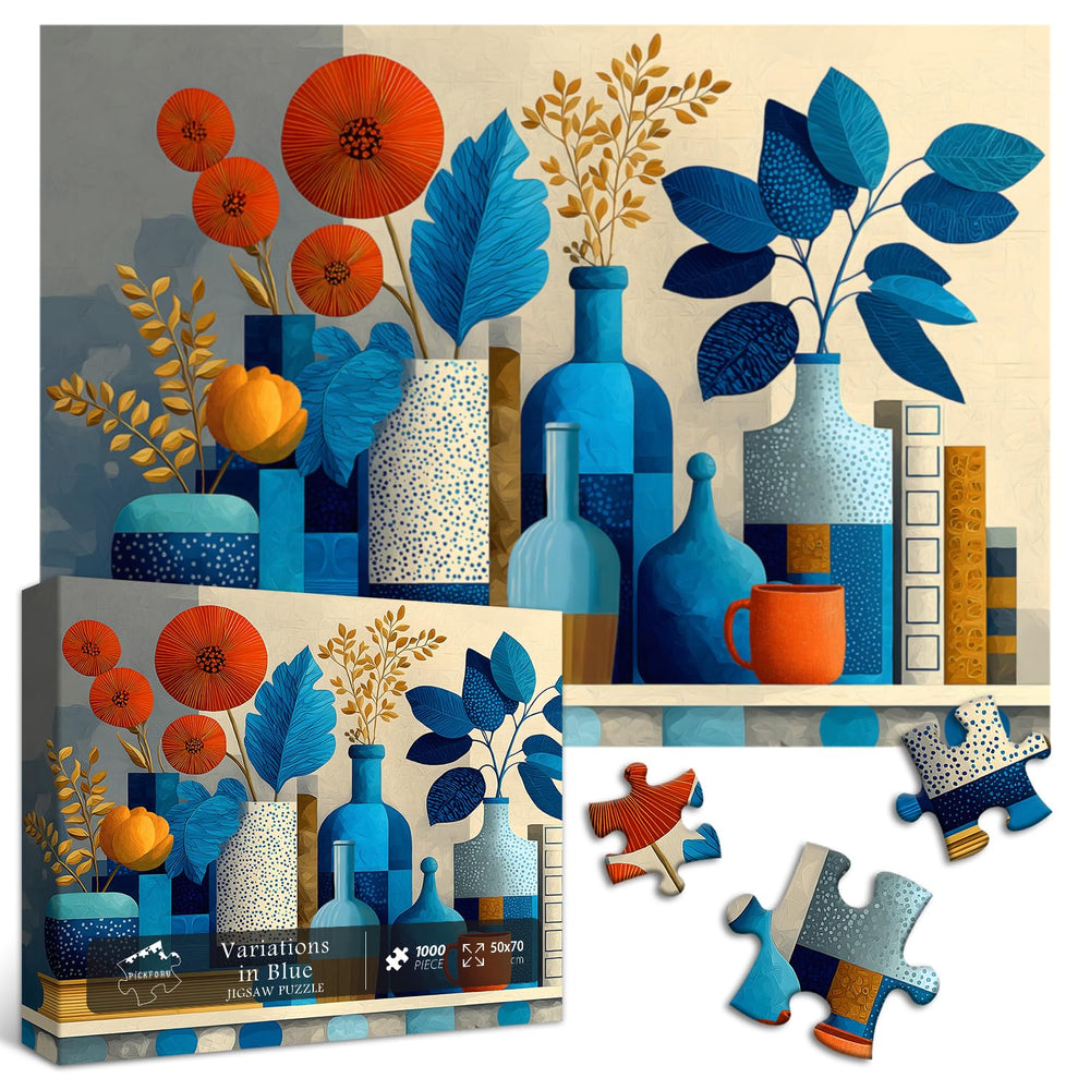 PICKFORU geometric vase puzzle offers vibrant wall decor and mindful recreation.
