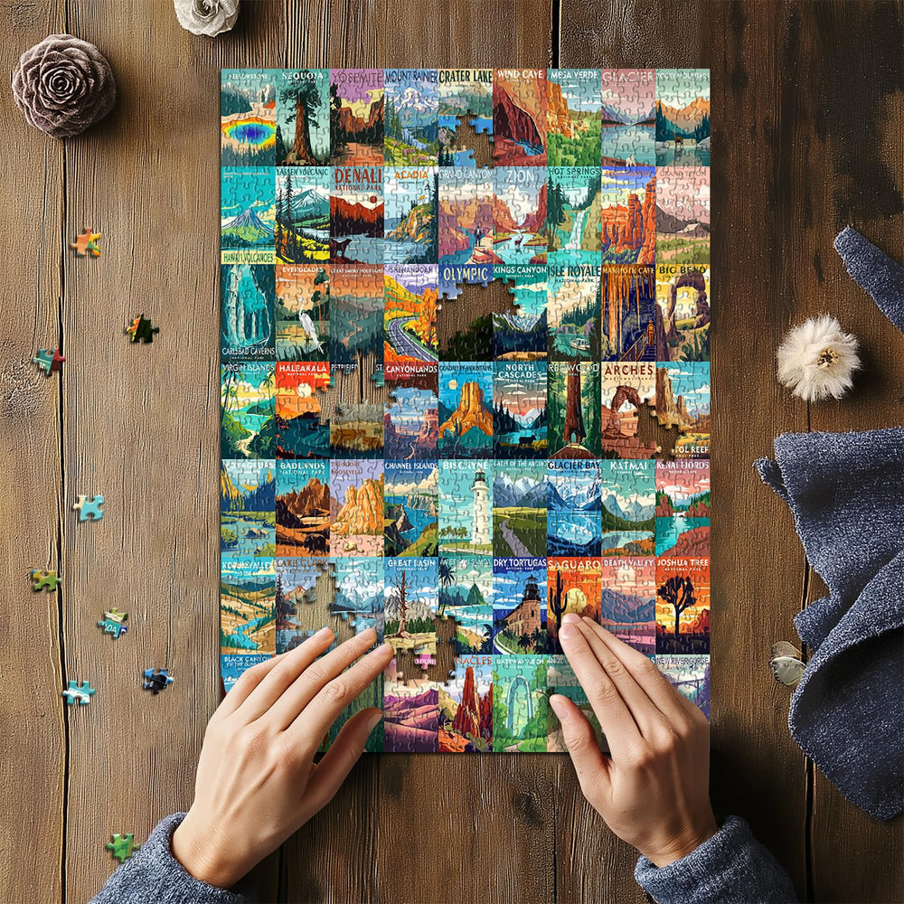 PICKFORU national parks poster back map showing 63 parks