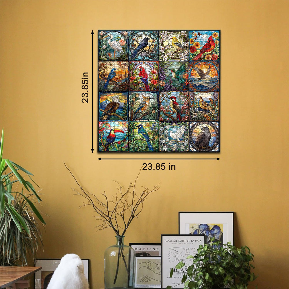 PICKFORU parrot stained glass puzzle captures bright feathers for engaging play.