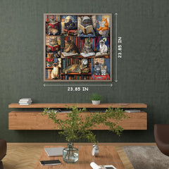 PICKFORU Vintage Cat Puzzles library scene showing cozy reading nooks.