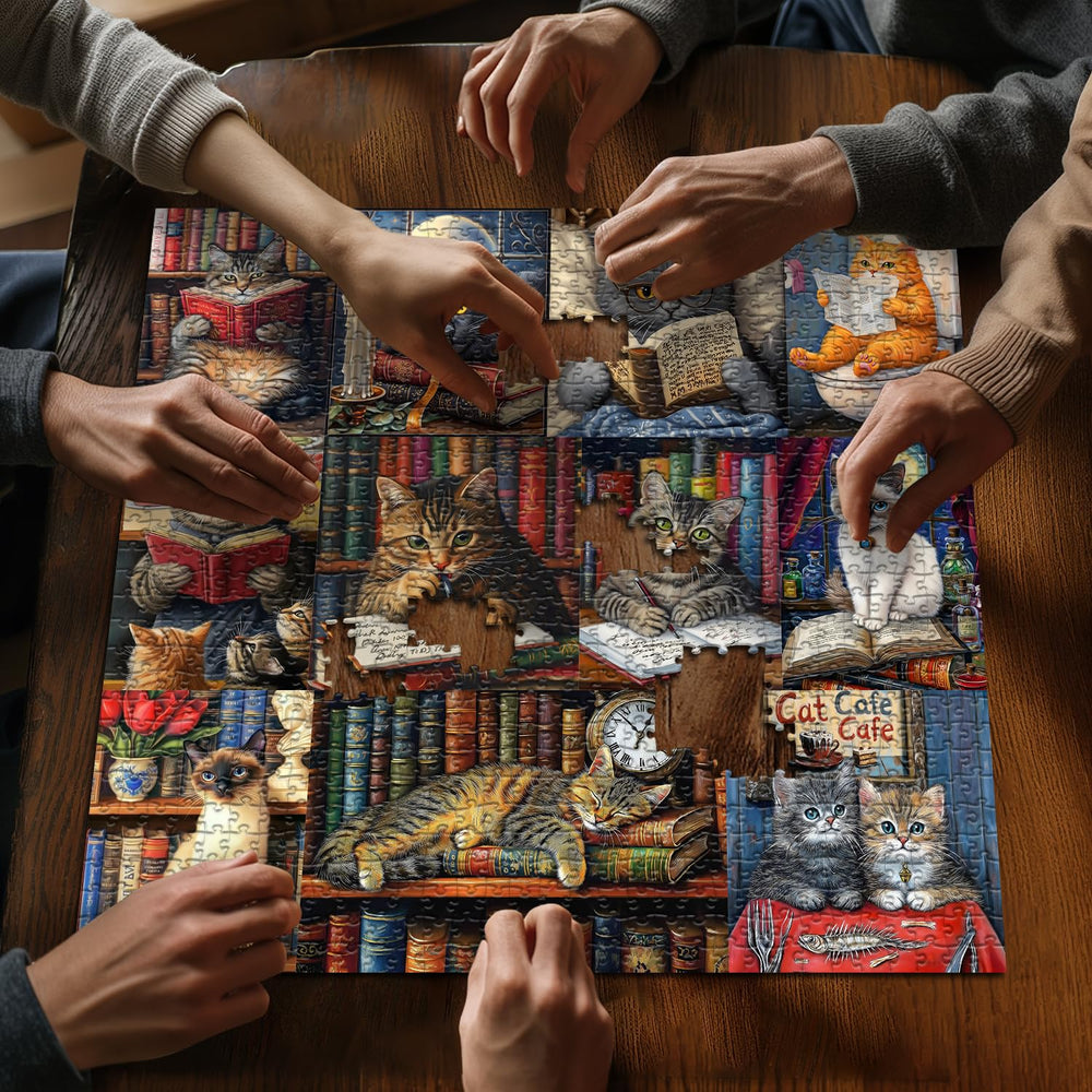 PICKFORU Vintage Cat Puzzles wall art option adds nostalgic room charm.