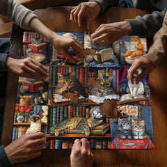 PICKFORU Vintage Cat Puzzles wall art option adds nostalgic room charm.