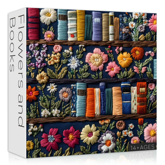 PICKFORU Wildflower Pages embroidery-style artwork for mindful puzzling