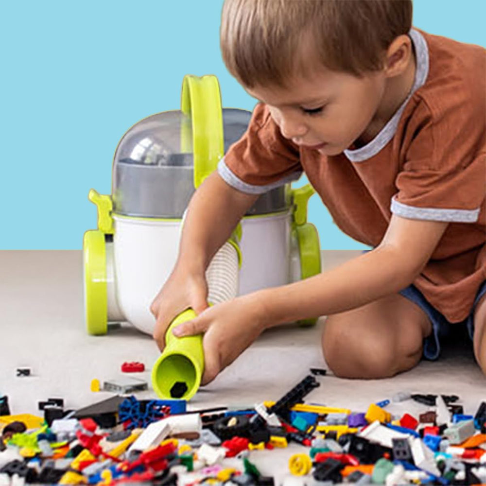 Pickup Bricks in use with LEGO bricks on floor for cleanup