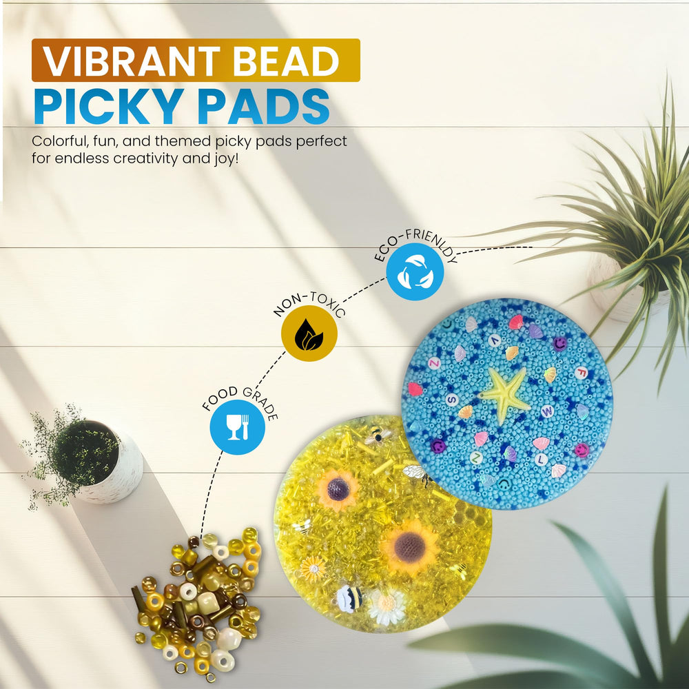 Picky Pad beads and charms close-up to illustrate tactile feedback.