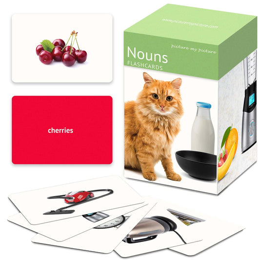 Picture My Picture nouns flash cards feature a cat to boost vocabulary for daily communication.
