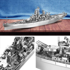 Piececool USS Missouri battleship assembly overview showing interlocks