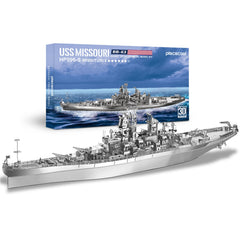 Piececool USS Missouri battleship parts on sheets for precise cutting