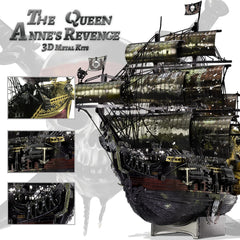 Piececool Queen Anne's Revenge model displayed on a desk for inspiration.