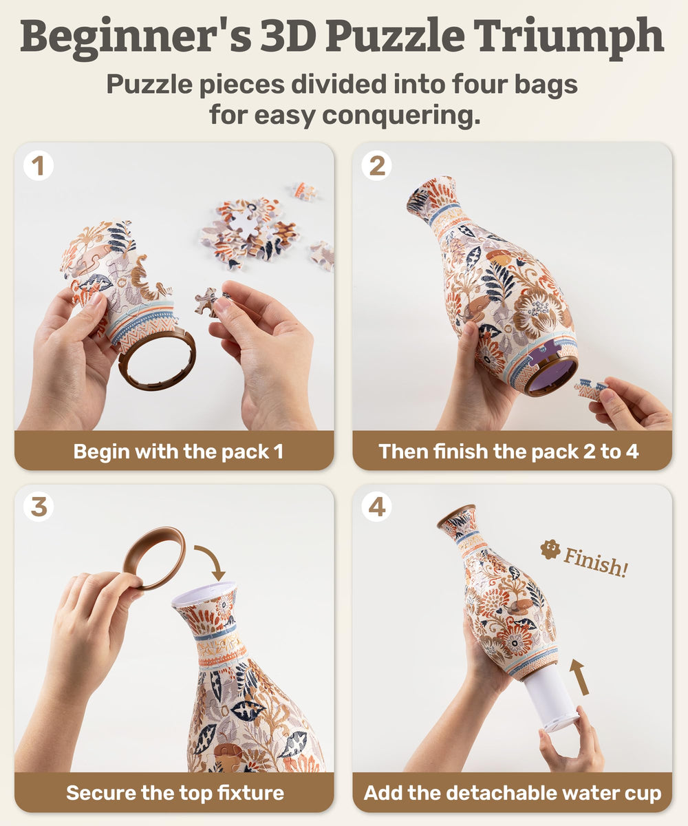 PieceRelax detailed puzzle pattern on the vase adds visual interest