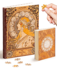 PieceRelax puzzle journal with Alphonse Mucha zodiac cover for stylish note taking
