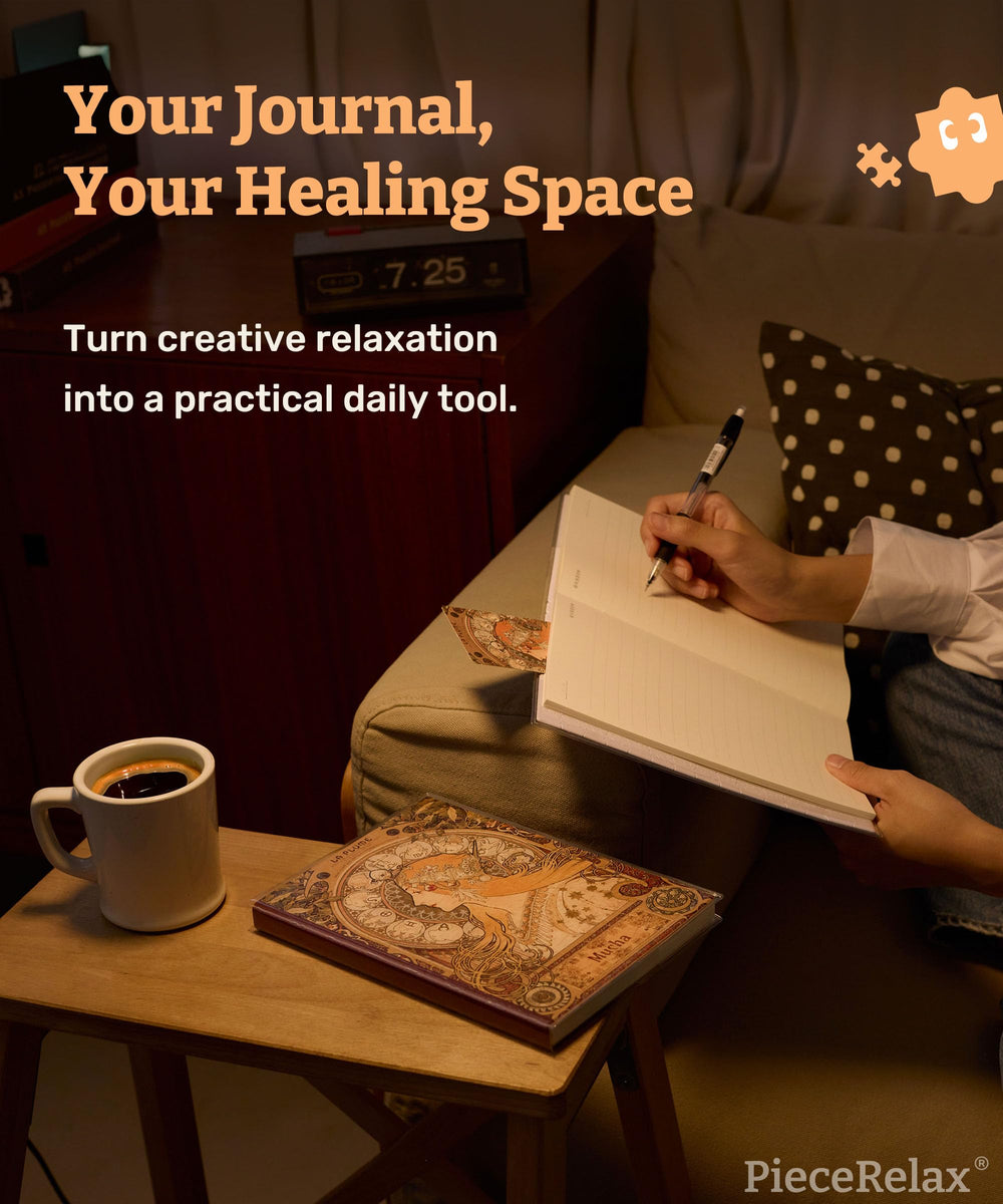 PieceRelax puzzle journal built-in storage keeps small notes handy
