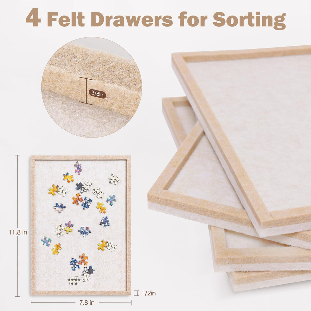 Piecevana puzzle board folds to a compact size for storage
