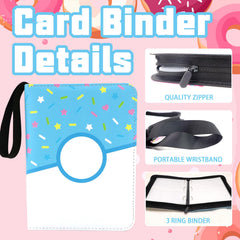 Piefectpie pink donut binder interior with removable sleeves for storage.
