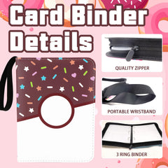 Piefectpie pink donut binder interior with sleeves highlights easy sleeve removal and reconfiguration