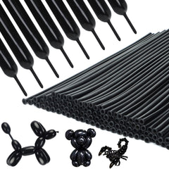 PIGETALE 260 Black Twisting Balloons for animal shapes and eye-catching party decor