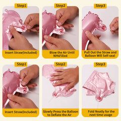 PIGETALE sturdy pink foil balloons stay inflated longer for reuse