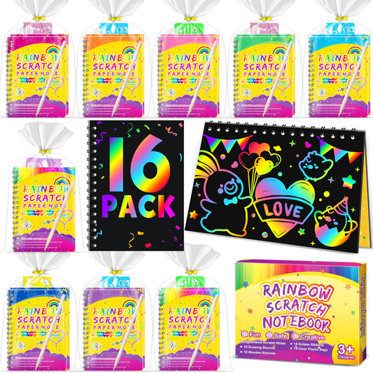 Pigipigi Kids scratch rainbow notebook set with 16 colorful pages for creative play