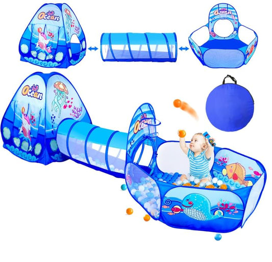 PigPigPen 3-in-1 play tent with tunnel and ball pit for indoor outdoor fun