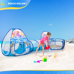 PigPigPen Mermaid Tent folds neatly into a zipper case for storage.